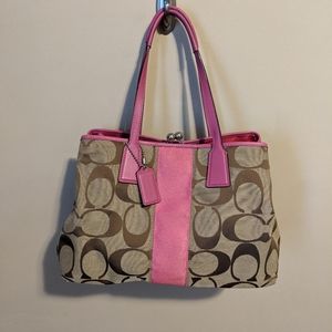 Coach F13533 Signature Stripe Carryall Tote Bag